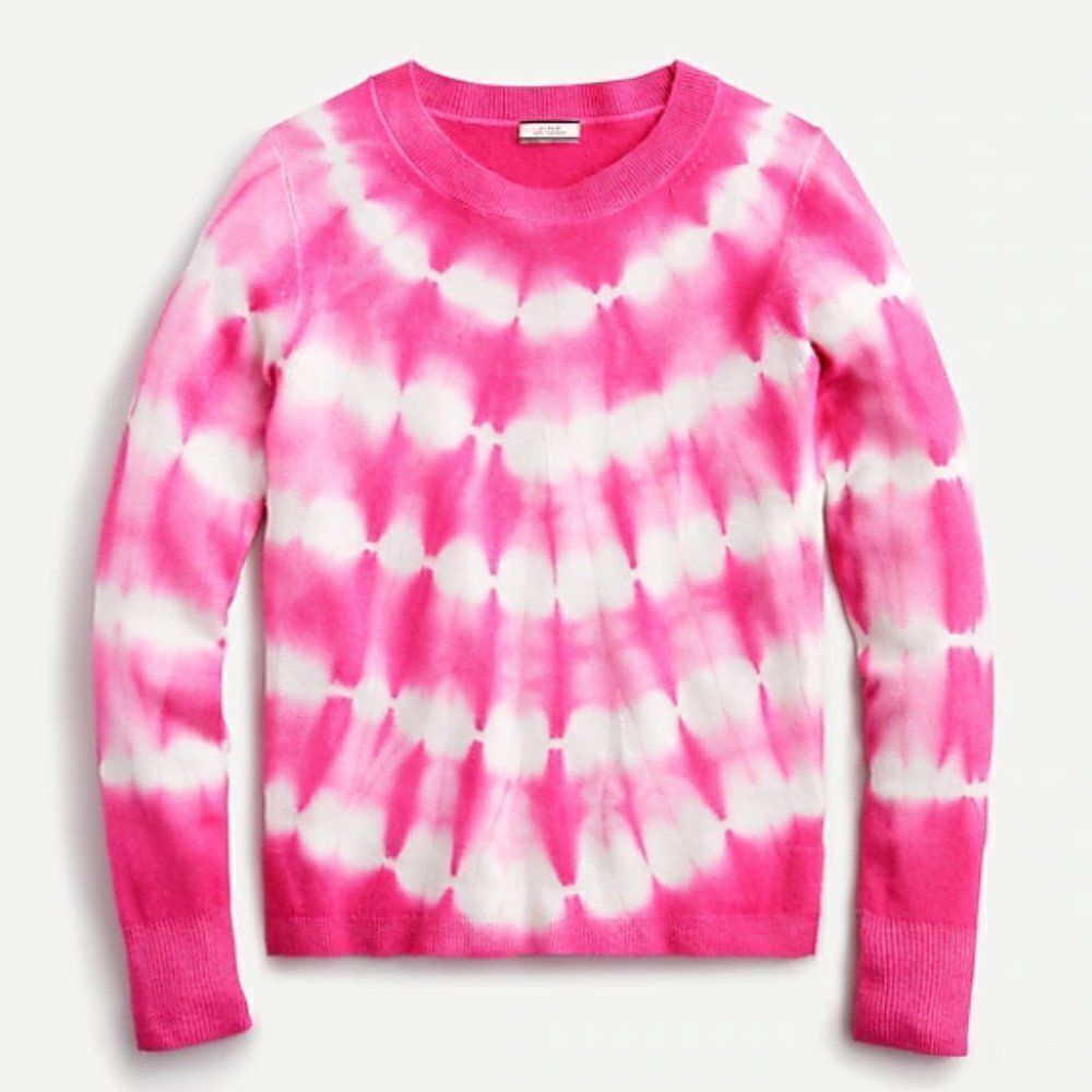 💙 J. Crew Hot Pink Tie Dye Cashmere Sweater